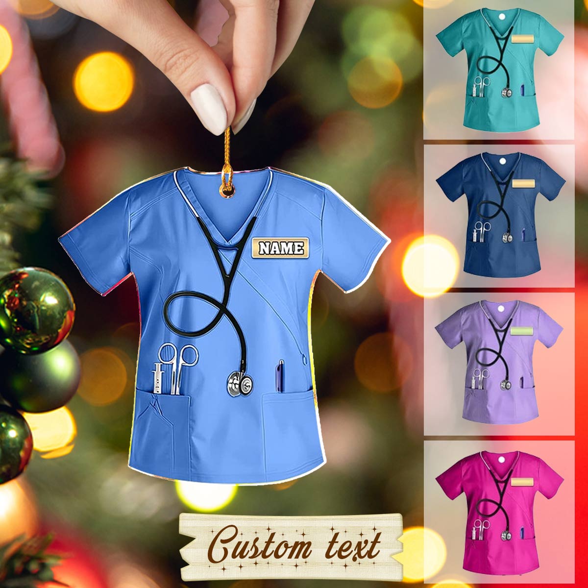 Glänzendes 2D Acryl Ornament Personalisierte Krankenschwester Scrub 