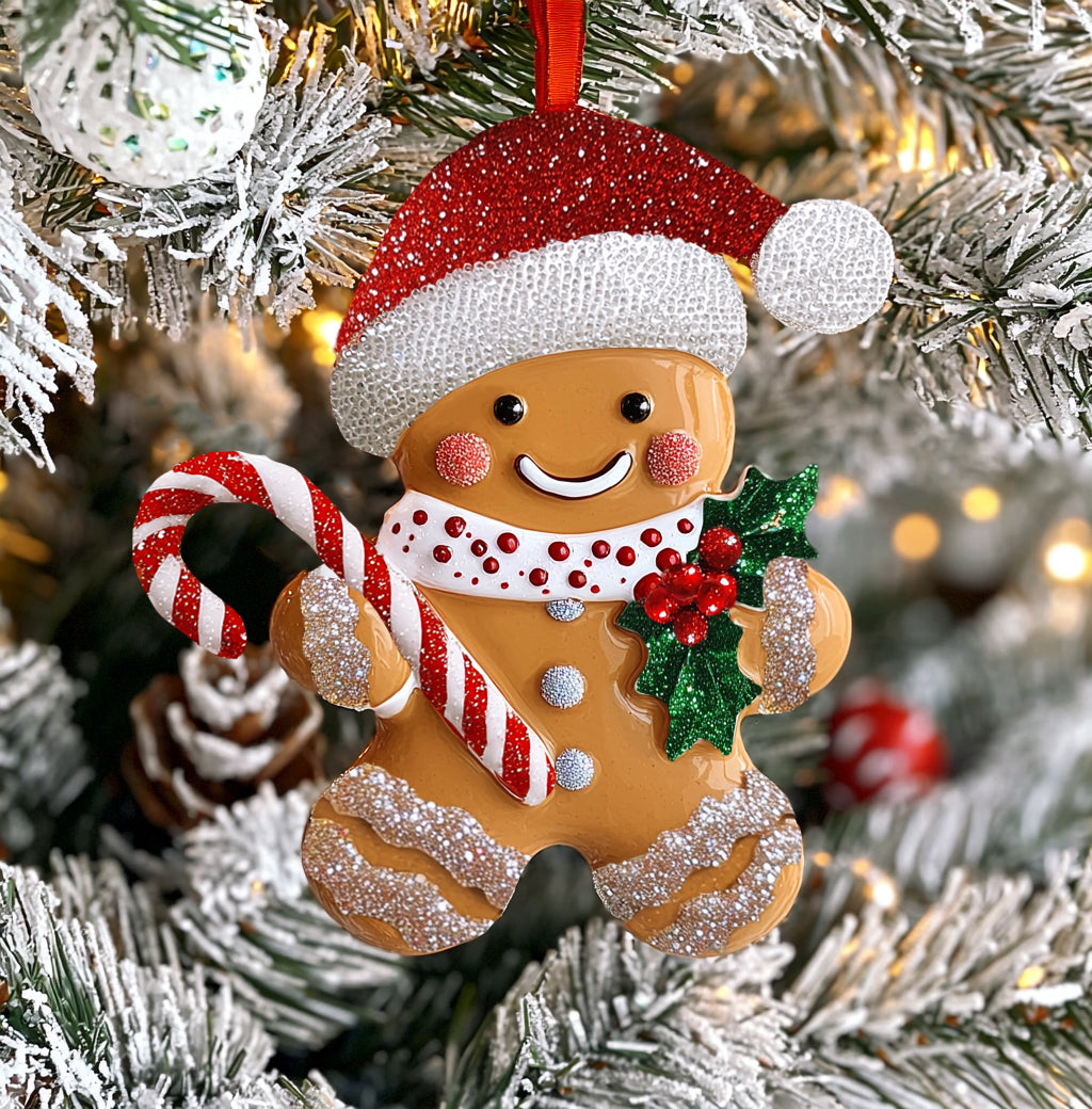 Shineful 2D Acrylic Ornament Holly Berry Gingerbread