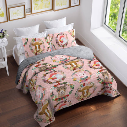 Shineful All Season Quilt 3-Piece Set Floral Farm