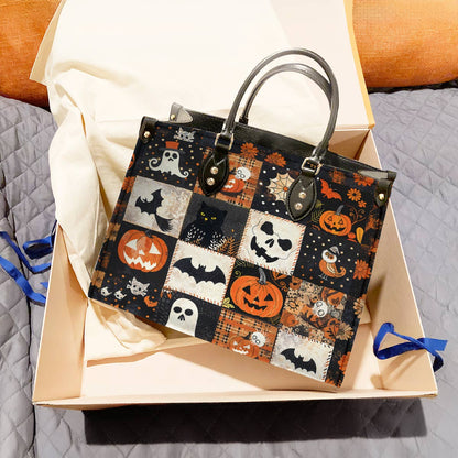 Glänzende Ledertasche Spooky Patchwork