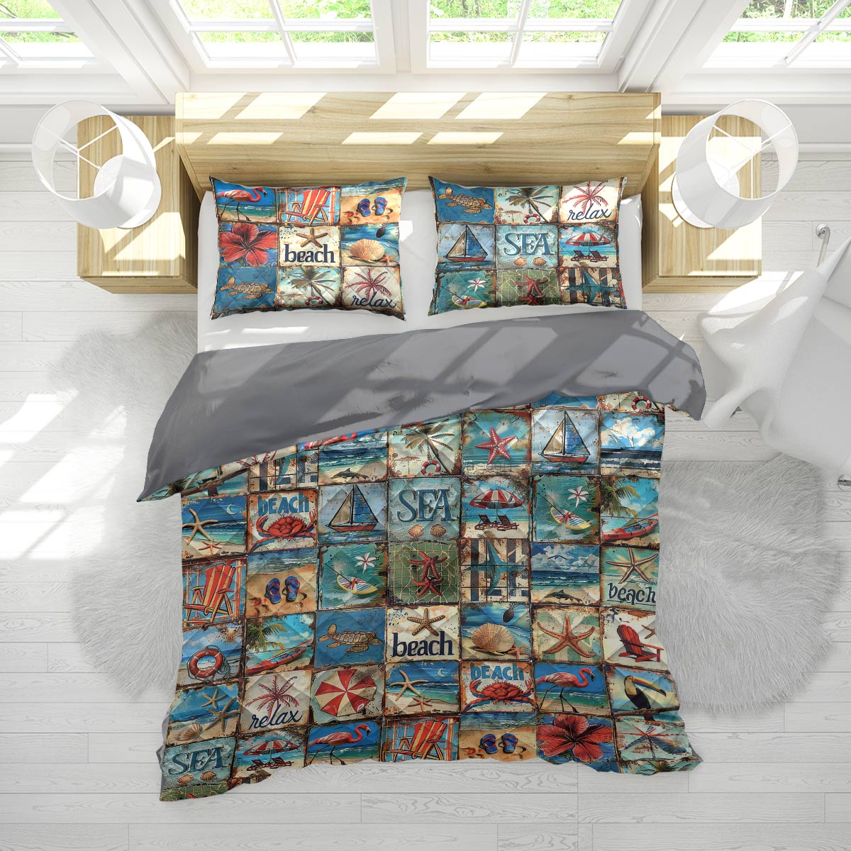 Shineful All Season Quilt 3-Piece Set New Start Beach