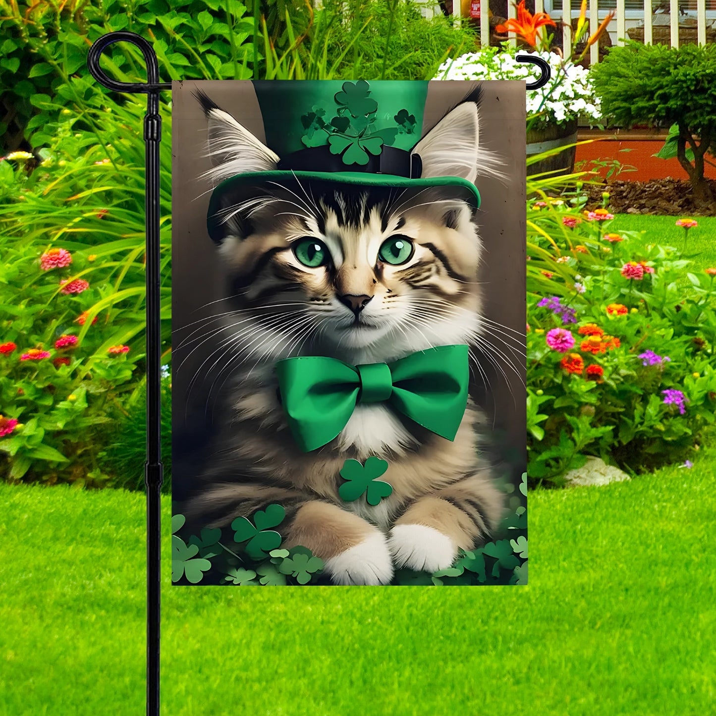 Shineful Garden Flag 12" x 18" Irish Cat Parade