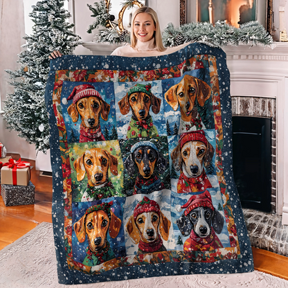 Shineful Fleece Blanket Dachshund Winter Wonderland