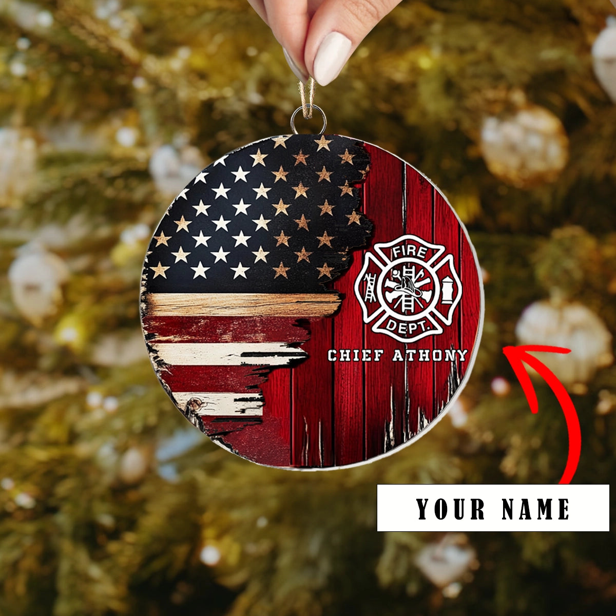 Shineful Acrylic Ornament Personalized Firefighter’s Patriot Pride