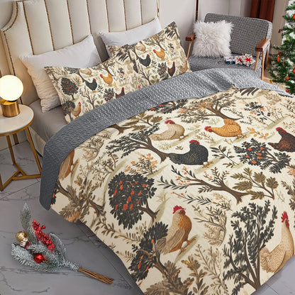 Shineful All Season Quilt 3-Piece Set Chicken Country Harvest