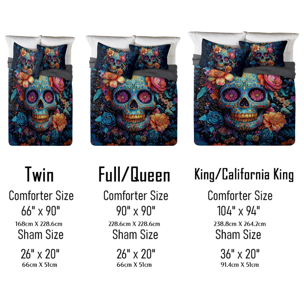 Shineful All Season Quilt 3-Piece Set - Sugar Skull Fiesta