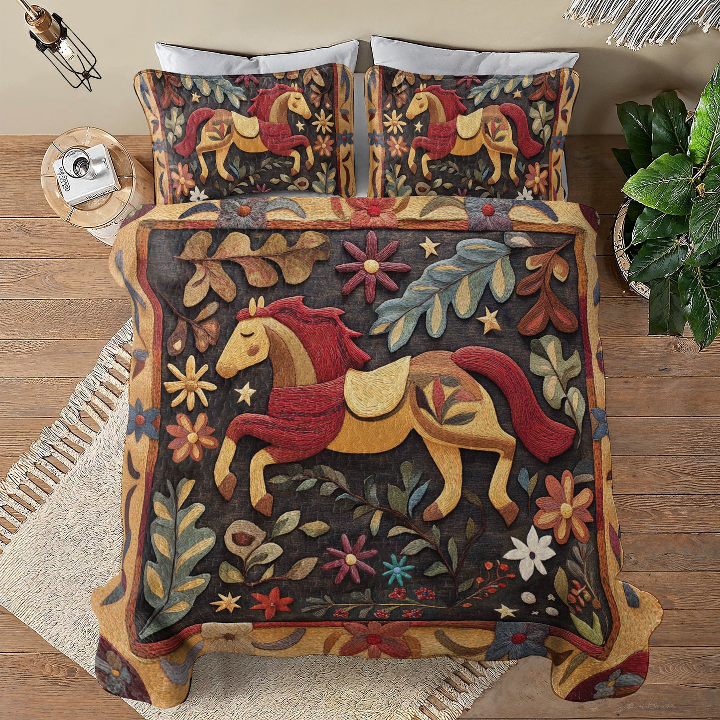 Shineful All Season Quilt 3-Piece Set Floral Steed