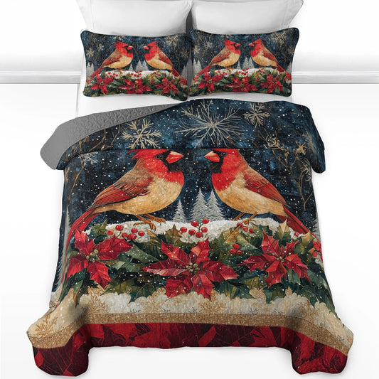 Shineful All Season Quilt 3-Piece Set - Cardinal Snowfall