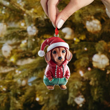 Shineful 2D Acrylic Ornament Festive Cute Dachshund