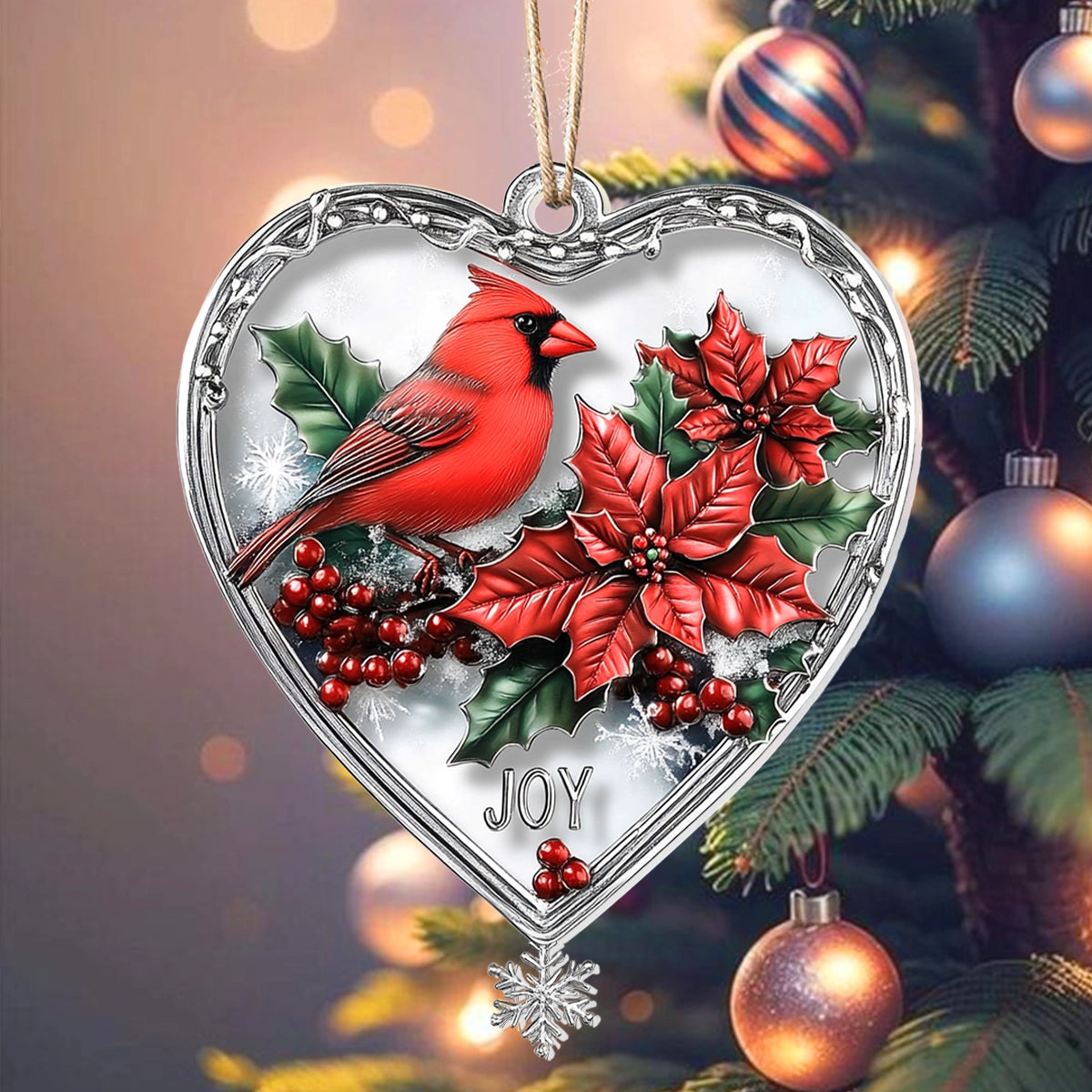 Shineful 2D Acrylic Ornament - Heartfelt Cardinal Joy