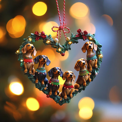 Shineful 2D Acrylic Ornament Dachshund Delight Christmas Heart