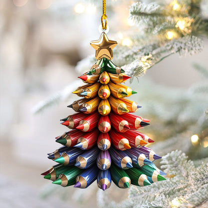 Shineful 2D Acrylic Ornament - Holiday Pencil Tree