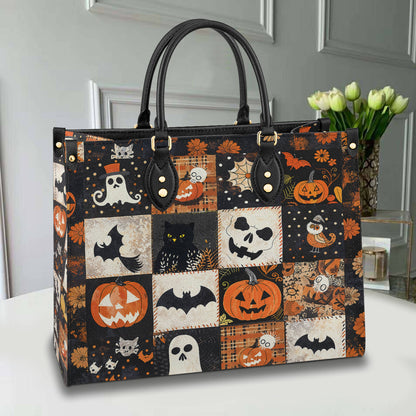 Glänzende Ledertasche Spooky Patchwork