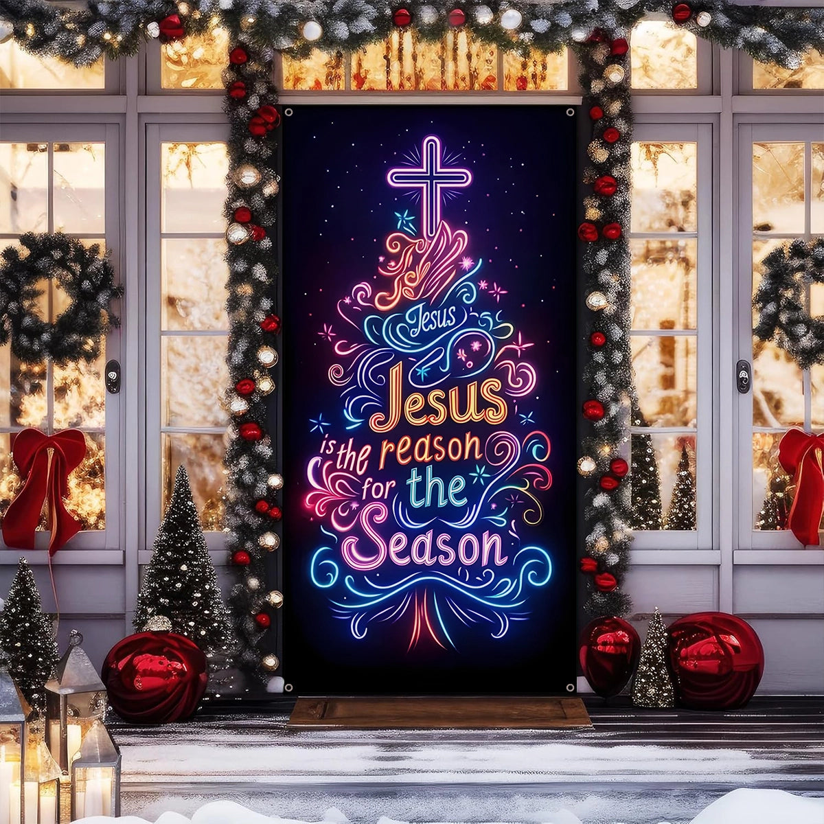 Couverture de porte brillante Jésus est la raison