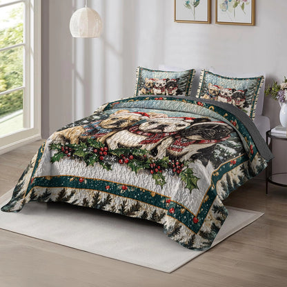 Shineful All Season Quilt 3-Piece Set - Santa's Little Frenchies