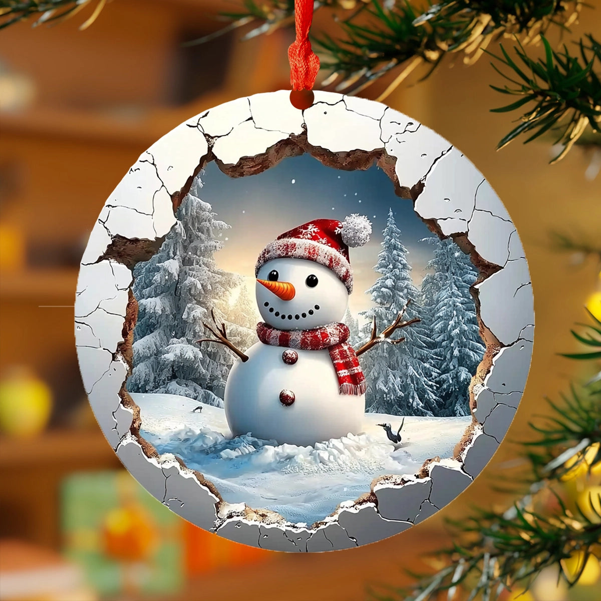 Shiny Acryl Ornament Custom Foto Weihnachten Charming Schneemann