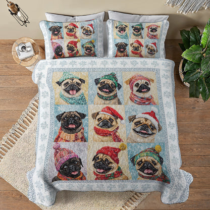 Shineful All Season Quilt 3-Piece Set Cheerful Wintery Puggy