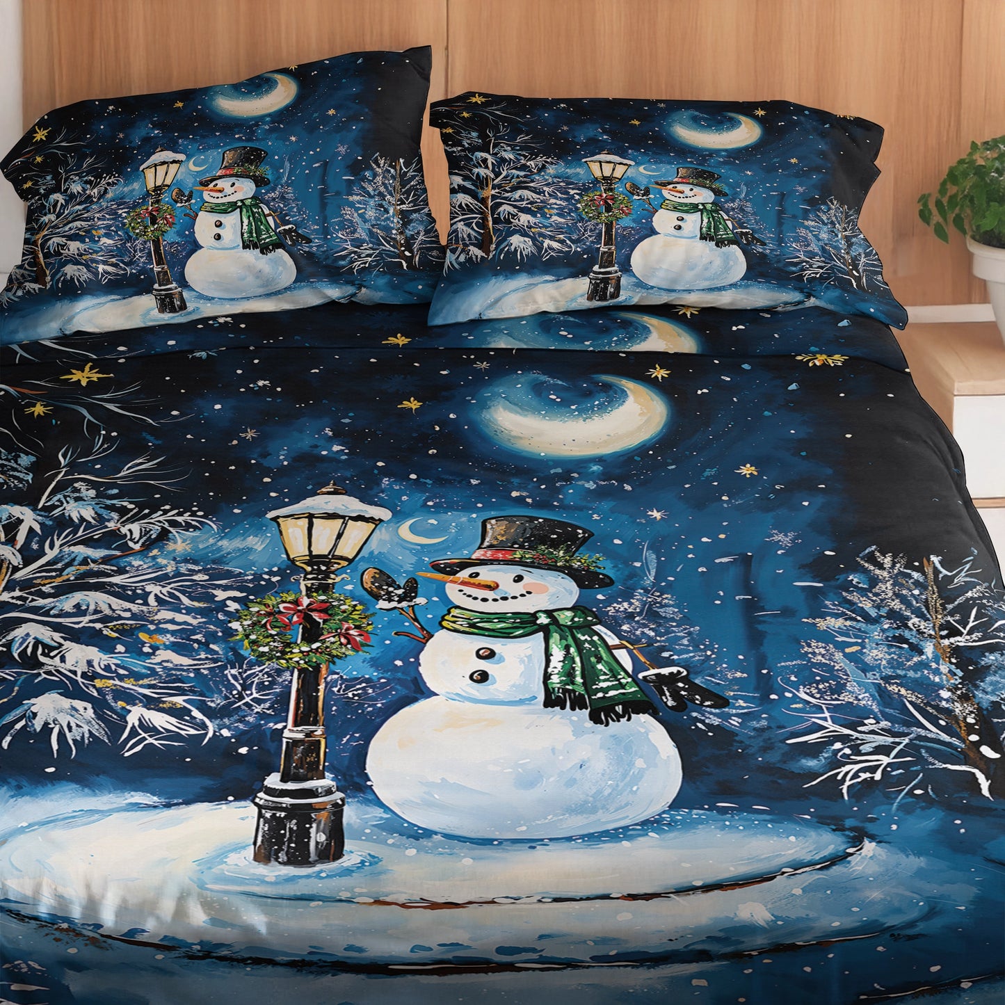 Shineful 4-Piece Bed Sheet Set - Frosty Night