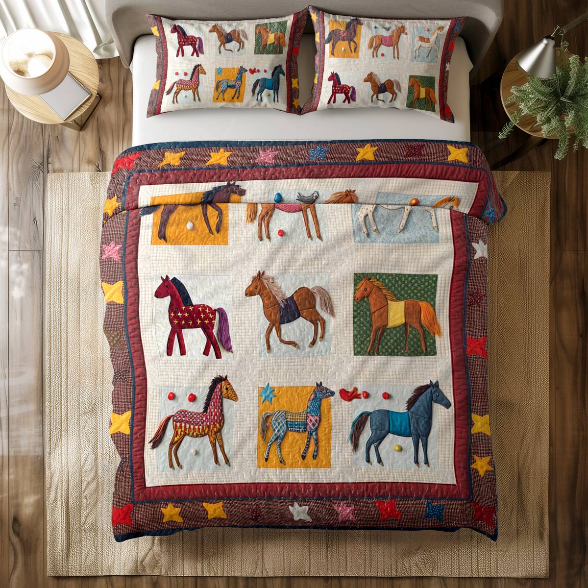 Shineful All Season Quilt 3-Piece Set Playful Horses