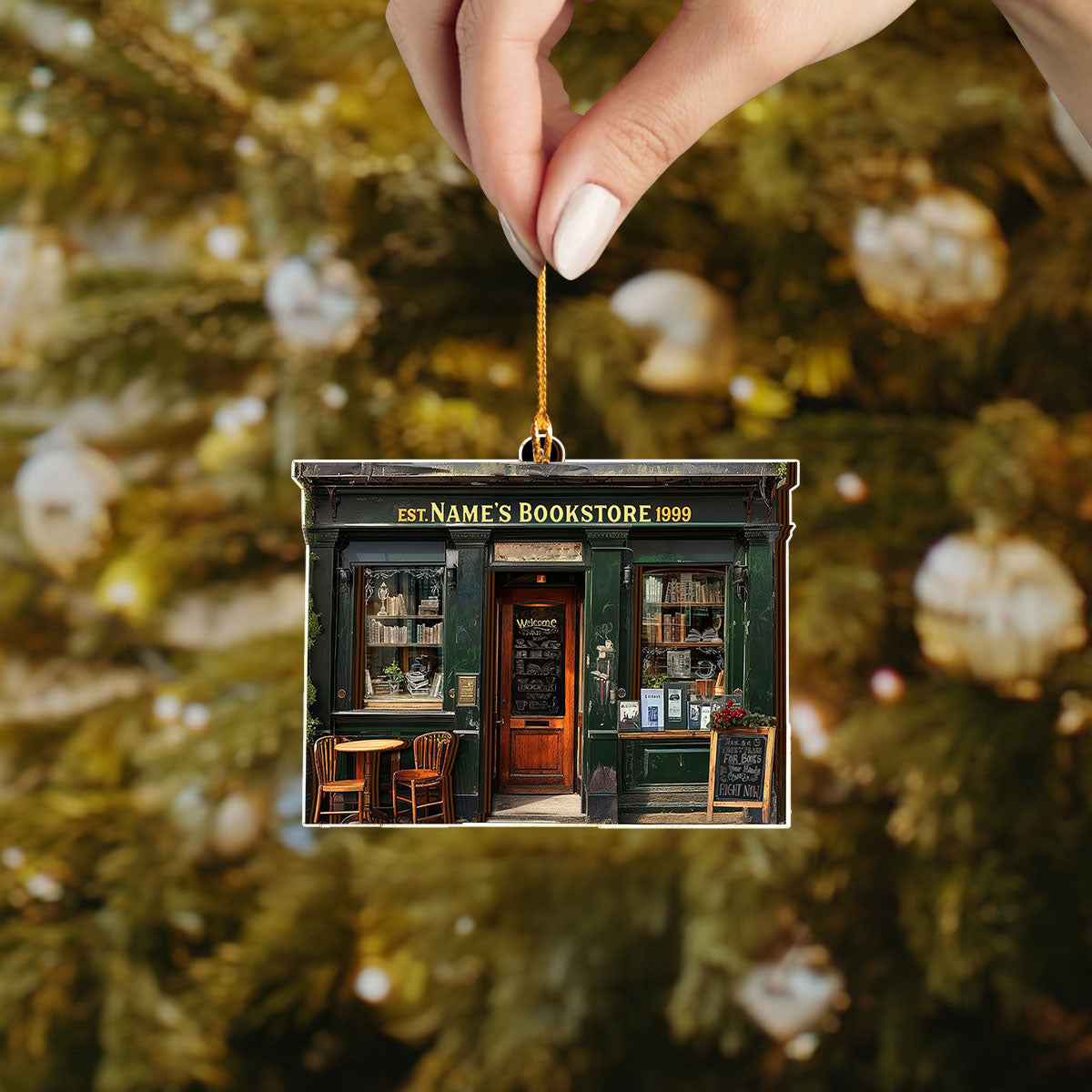 Shineful Personalized 2D Acrylic Ornament - Cozy Bookstore