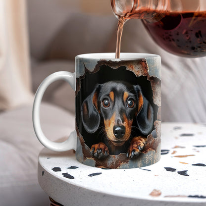 Shineful Ceramic Mug Cute Peeking Dachshund