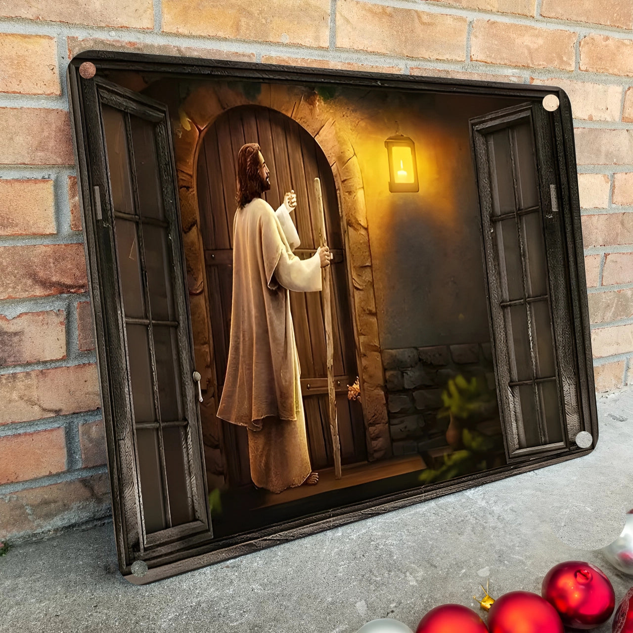 Shineful 2D Metal Sign Jesus Divine Knock