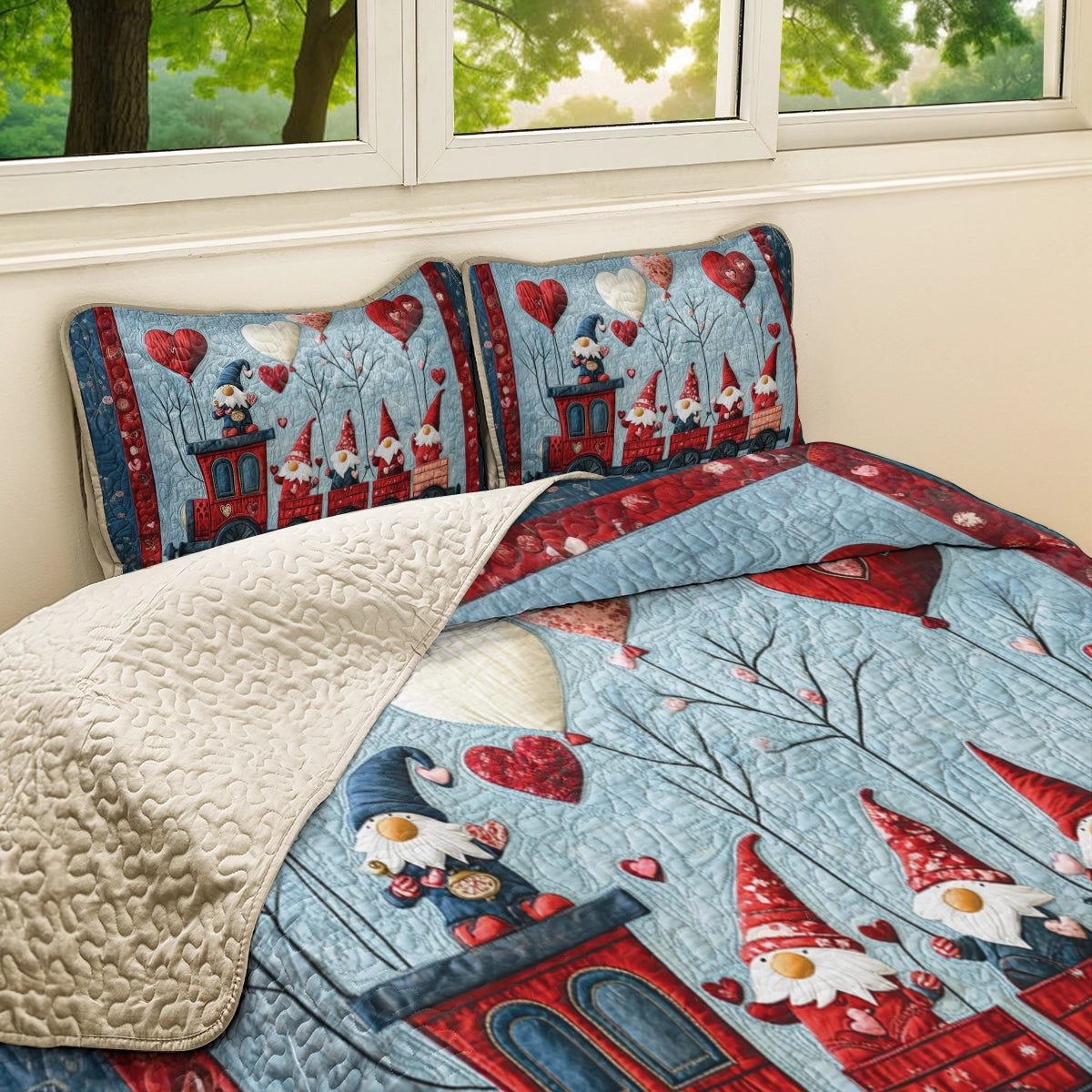 Shineful All Season Quilt 3-Piece Set Valentine's Gnome Express