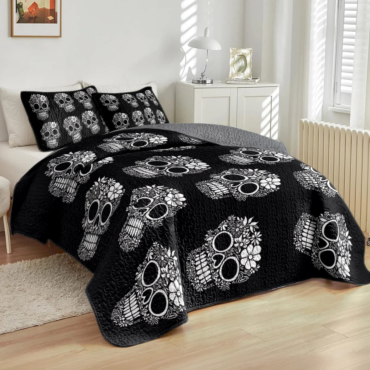 Shineful All Season Quilt 3-Piece Set - Mystic Sugar Skull