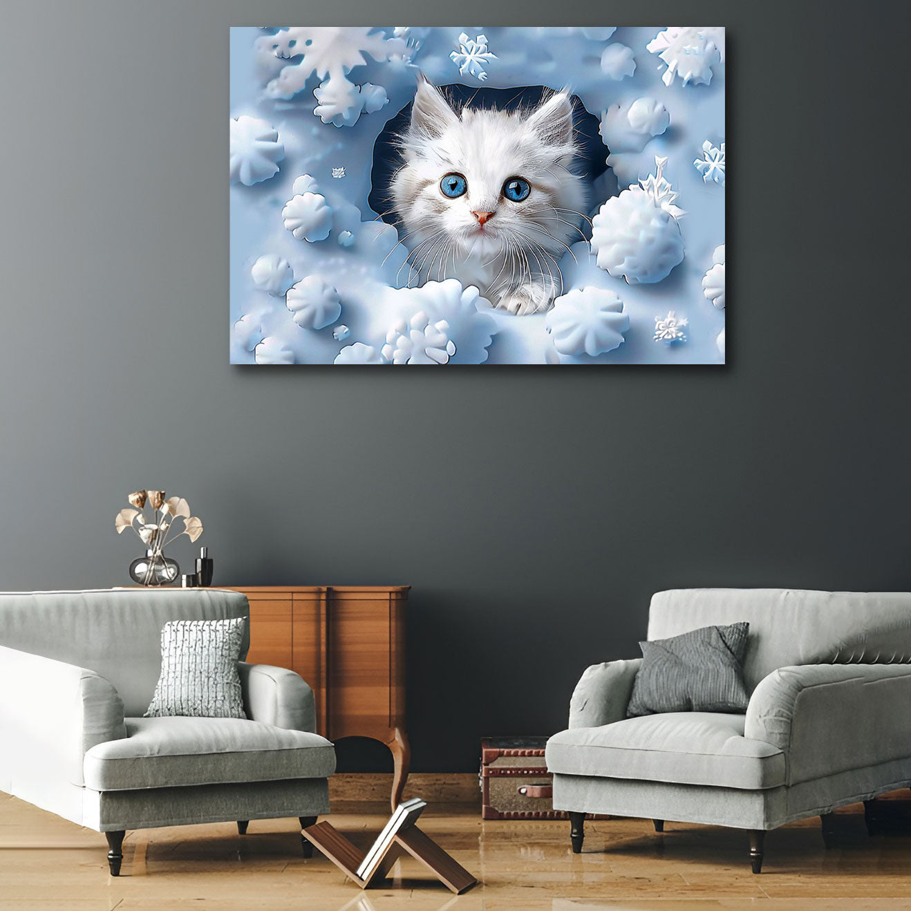 Shineful 2D Metal Sign Snowy Kitten