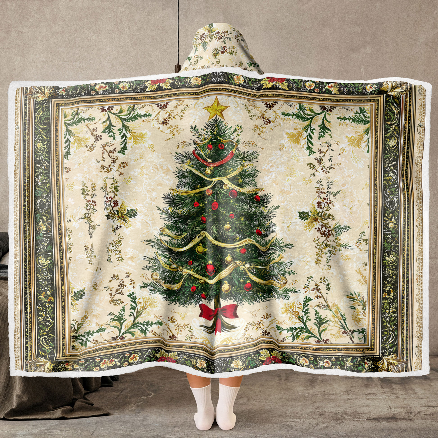 Shineful Wearable Hooded Blanket -  Classic Christmas Tree