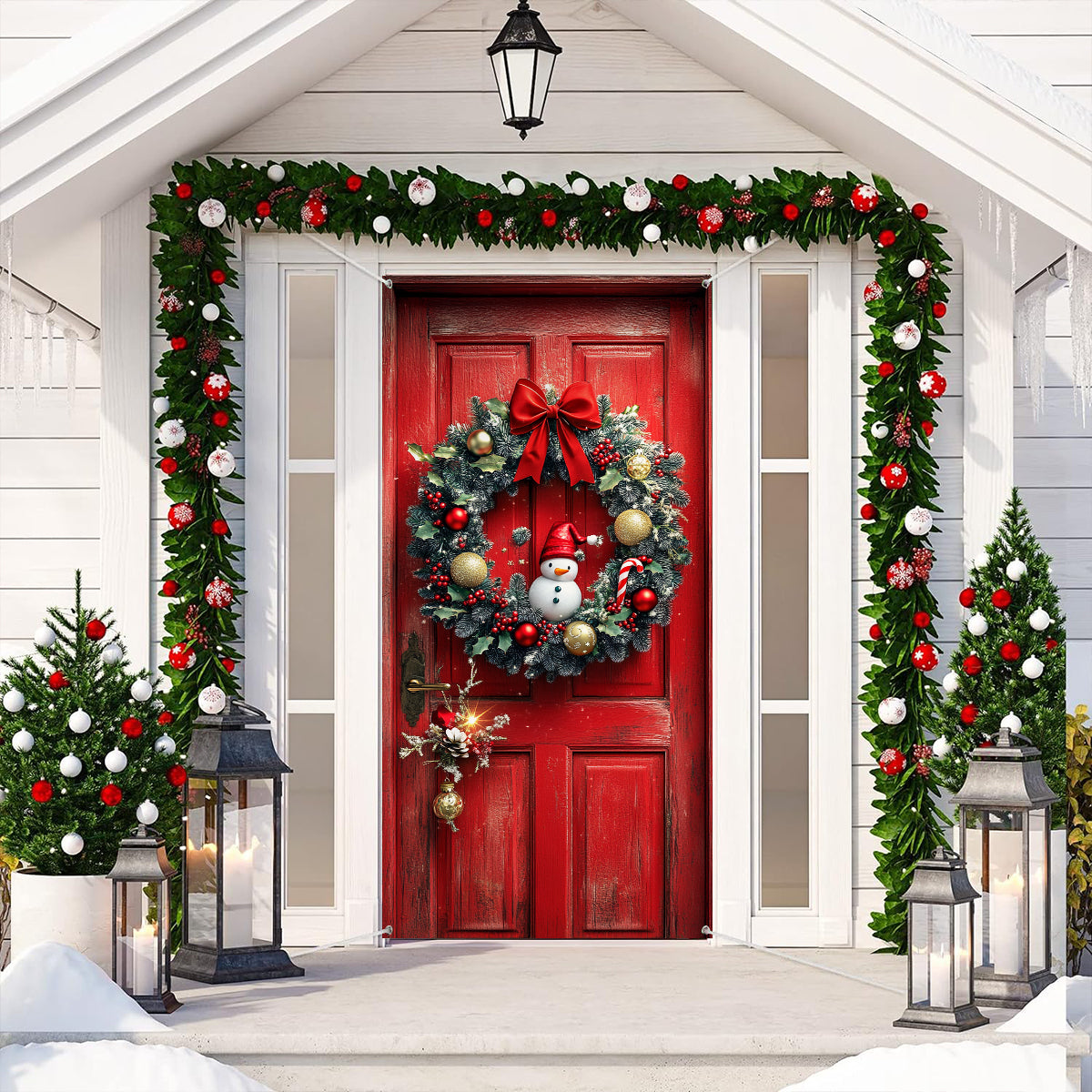 Shineful Door Cover Red Christmas Door