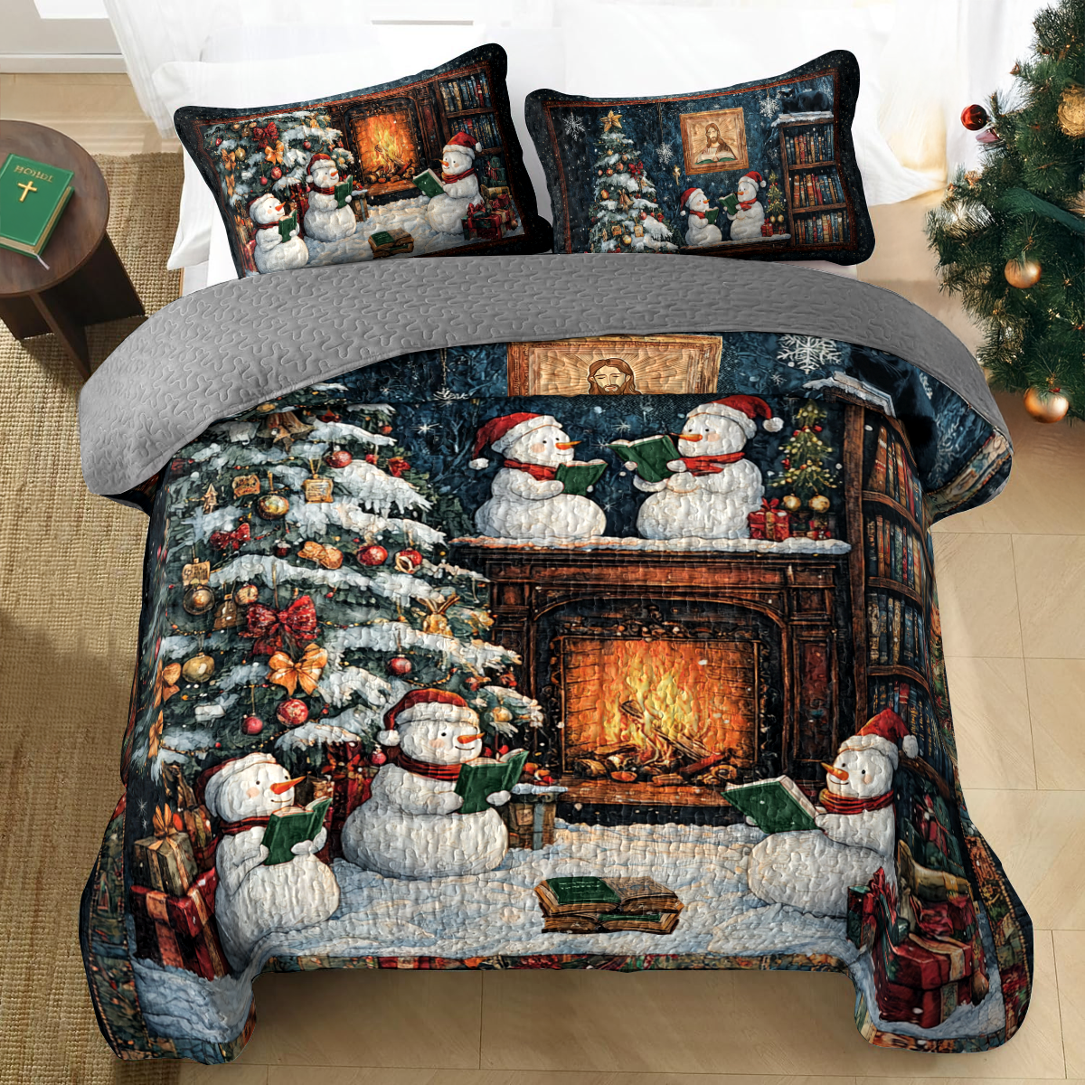 Shineful All Season Quilt 3-Piece Set Snowman Bible Storytime