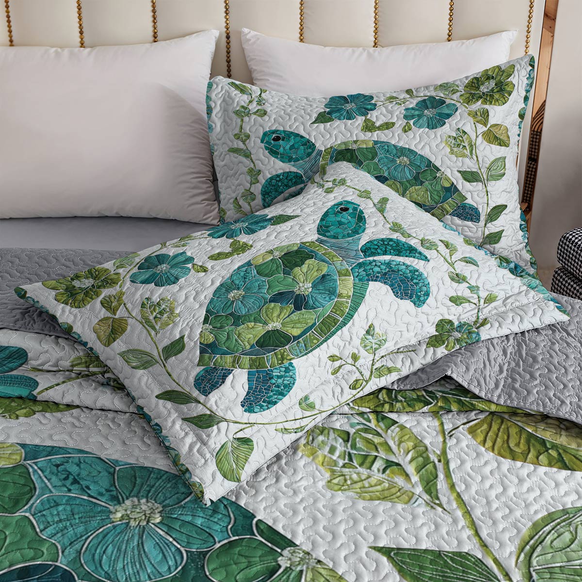 Shineful All Season Quilt 3-Piece Set - Turtle Blooms