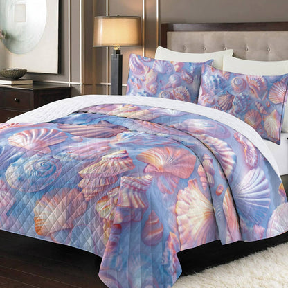 Shineful All Season Quilt 3-Piece Set - Gorerous Seashell