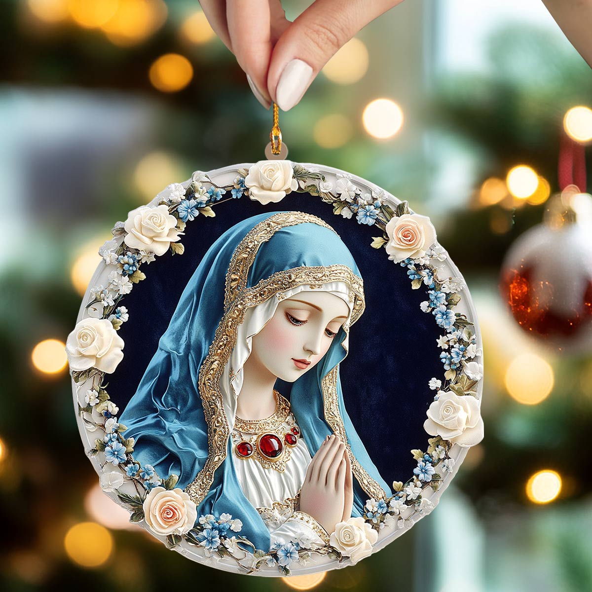 Glänzendes 2D-Acryl-Ornament „Marian Serenity Holiday“ 