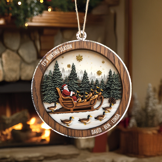 Shineful Personalized 2D Acrylic Ornament Santa Wooden Hunting Season