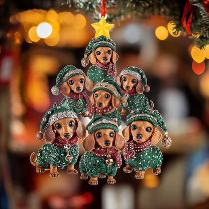 Shineful 2D Acrylic Ornament Dachshund Christmas Tree of Joy