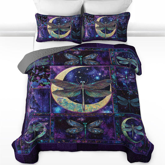 Shineful All Season Quilt 3-Piece Set Mystic Dragonfly