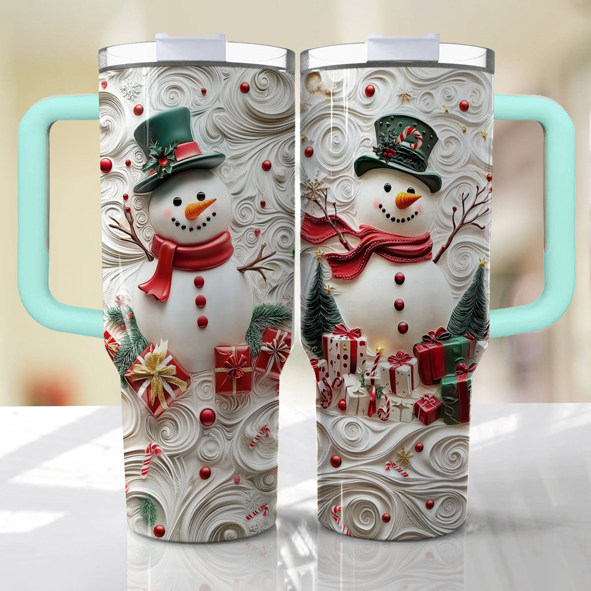 Shineful Glossy Tumbler Whimsical Snowman Christmas