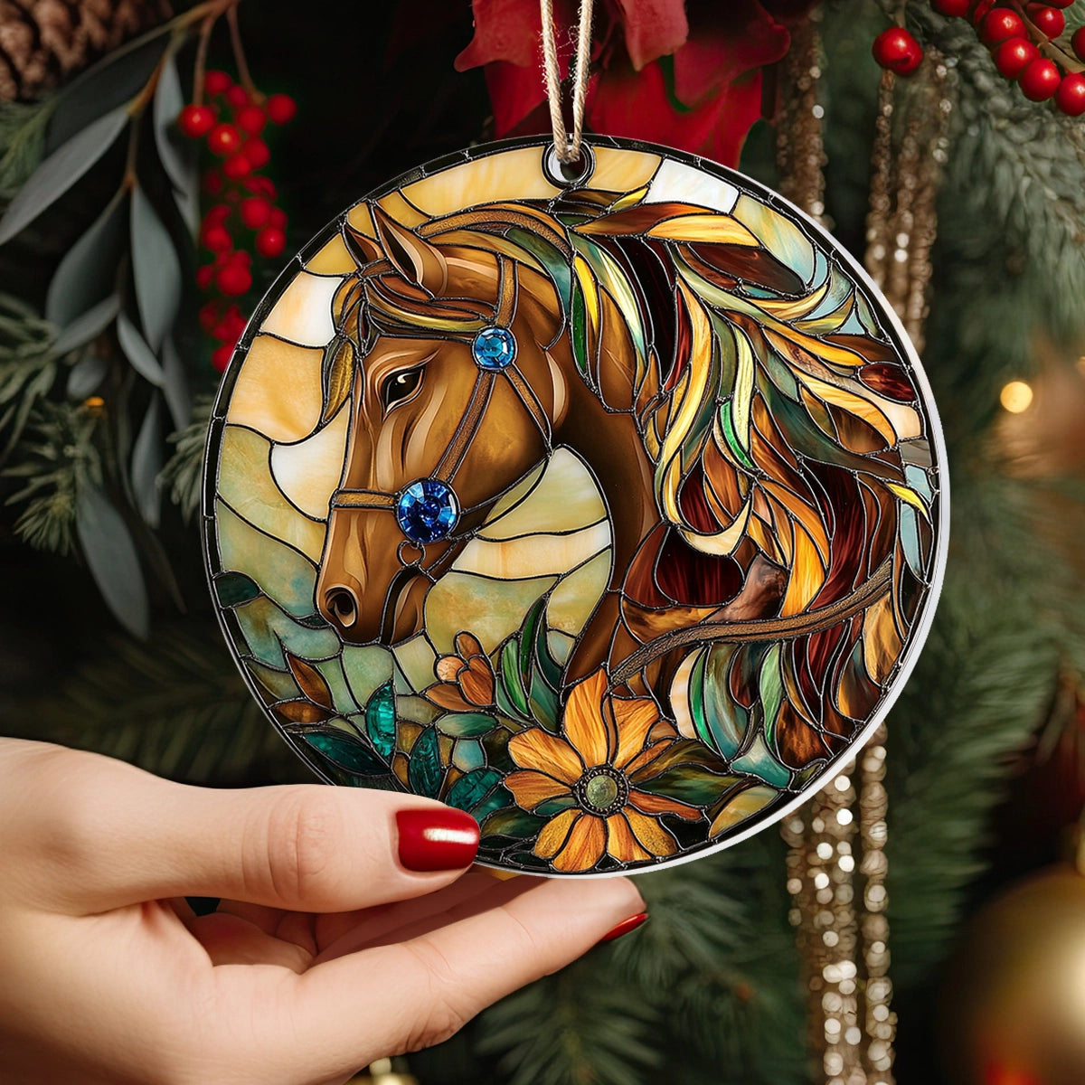 Shineful 2D Acrylic Ornament - Florals Horse Elegance