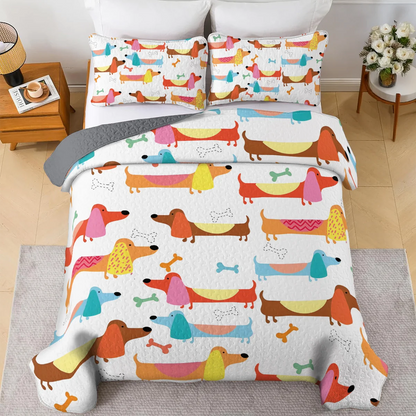 Shineful All Season Quilt 3-Piece Set Lovely Dachshund