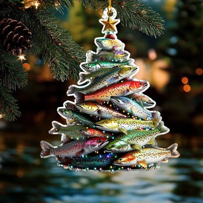 Shineful 2D Acrylic Ornament Amazing Trout Christmas Tree