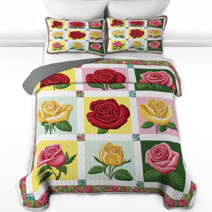 Shineful All Season Quilt 3-Piece Set Rose Bloom