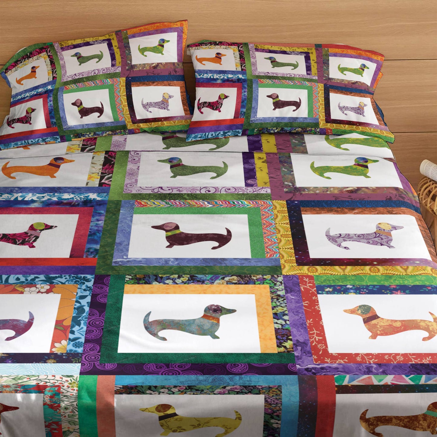 Shineful 4-Piece Bed Sheet Set Dachshund Friends