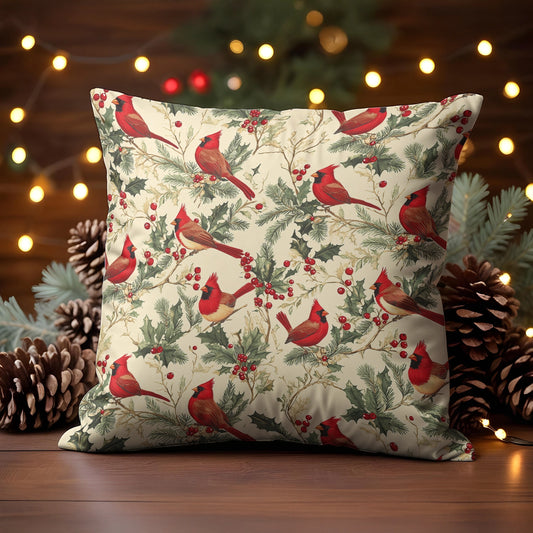 Shineful 2D Print Cushion Cover, Pillowcase, Pillows Covers - Winter Cardinal Harmony