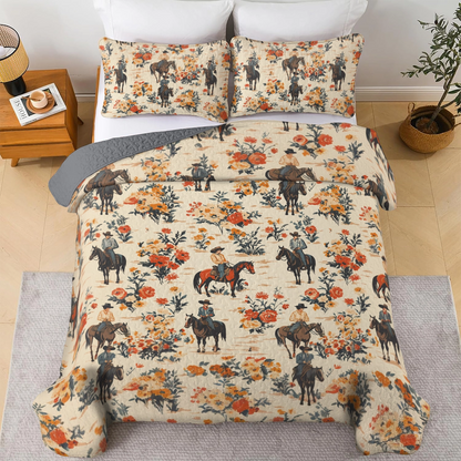 Shineful All Season Quilt 3-Piece Set Cowboy Ranch Blossoms