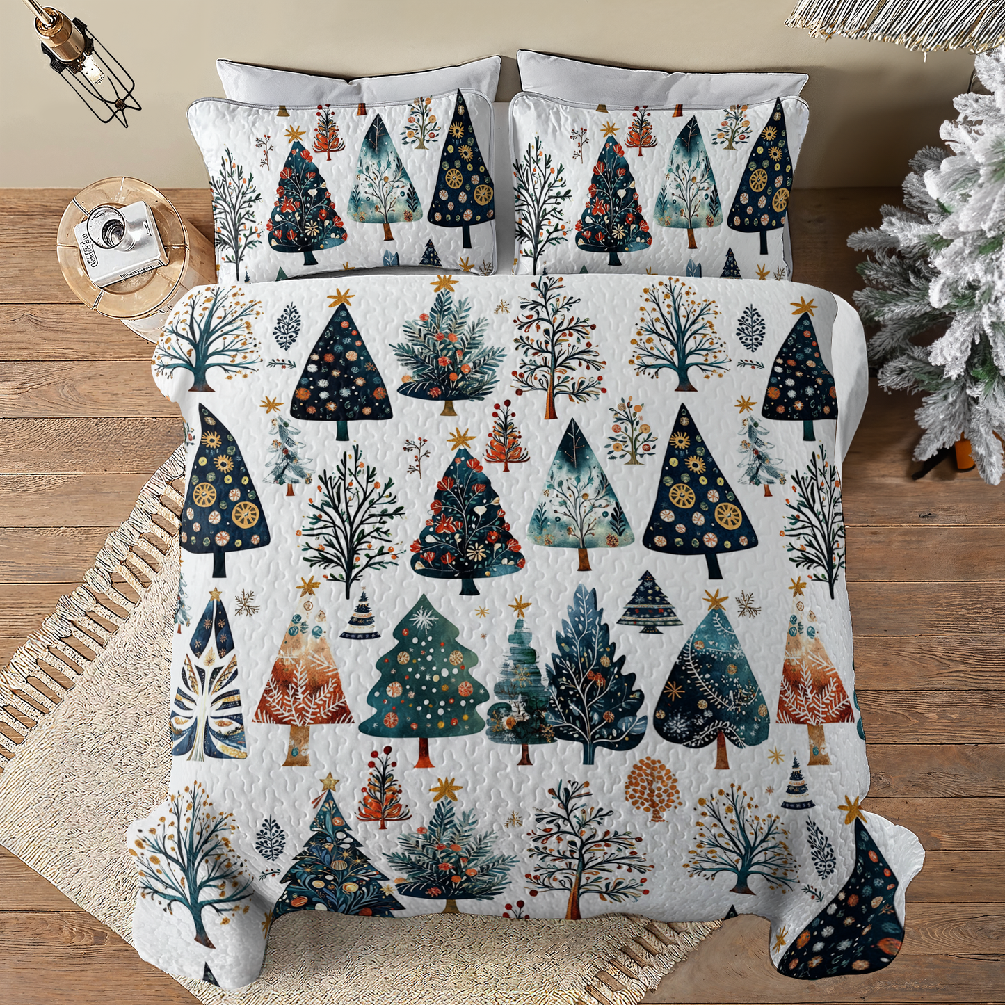 Shineful All Season Quilt 3-Piece Set Breathtaking Christmas Tree