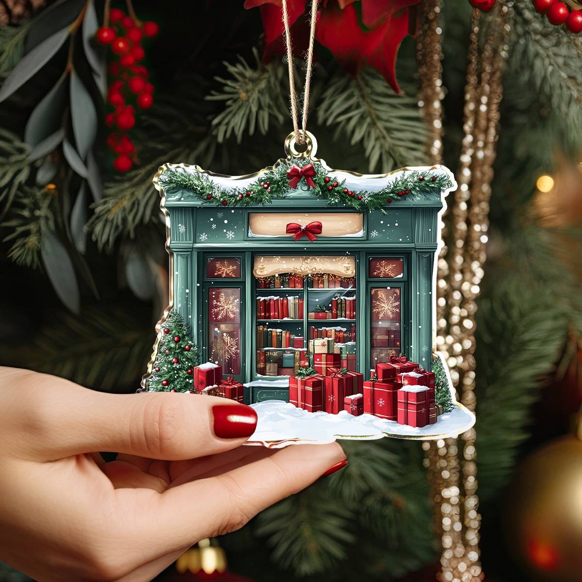 Shineful 2D Acrylic Ornament Holiday Bookshop