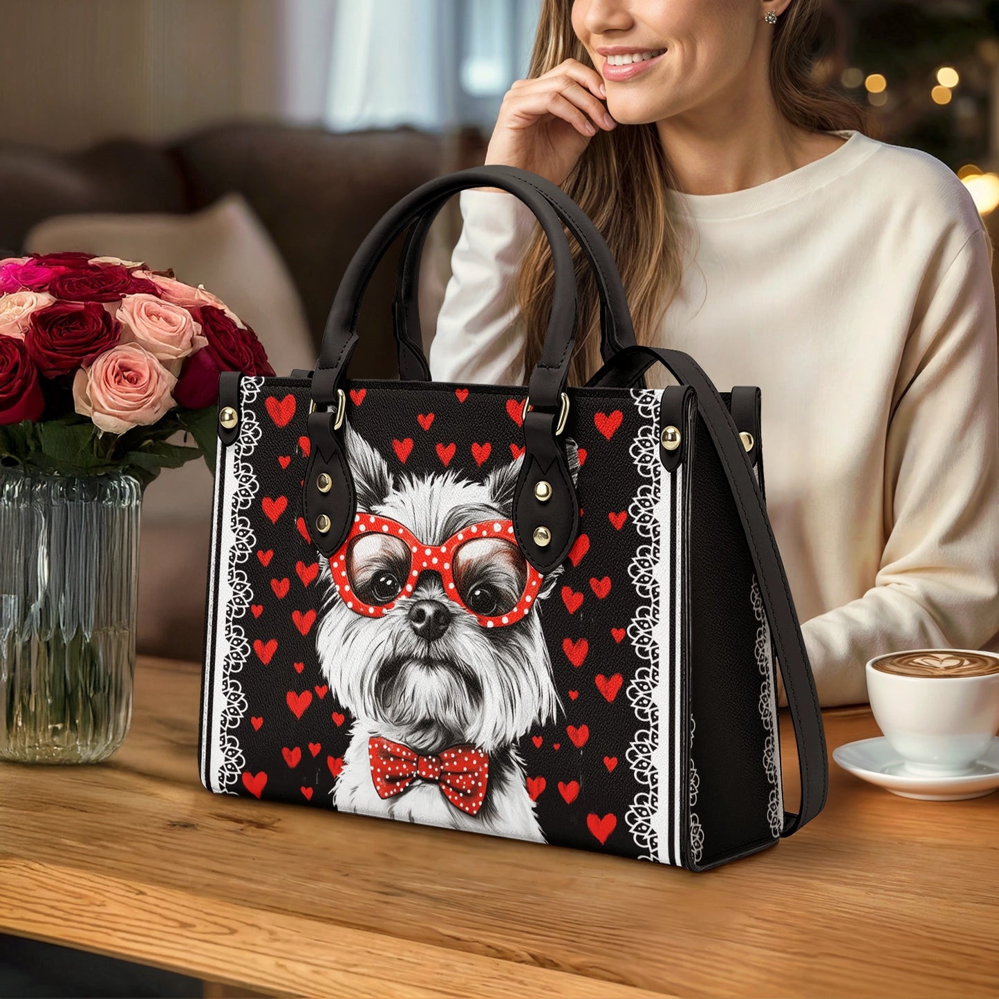 Shineful Leather Bag Yorkie Heart & Paws Love