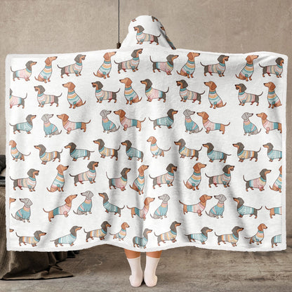 Shineful Wearable Hooded Blanket - Playful dachshund